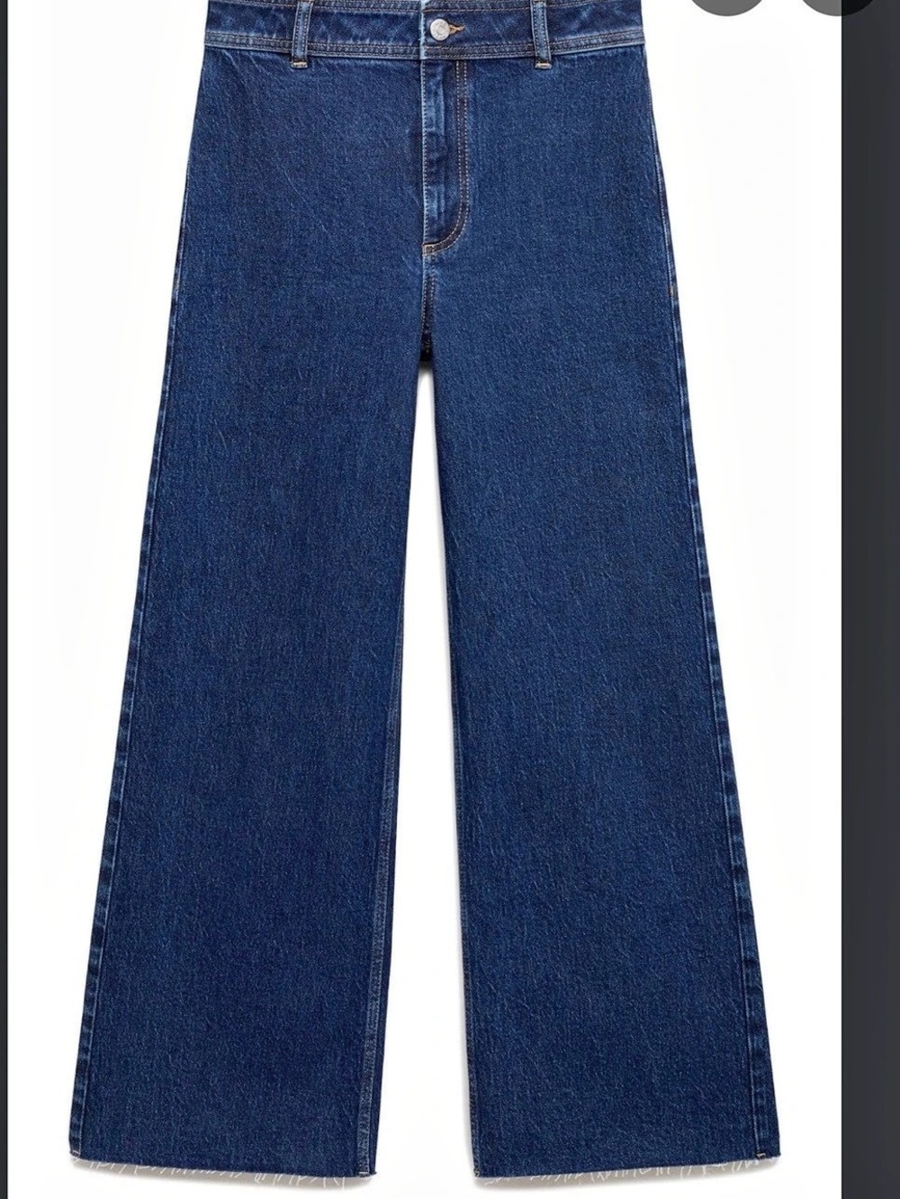 Mango Denim The Patch Pocket Wide Leg Jeans Waist Blue size 8